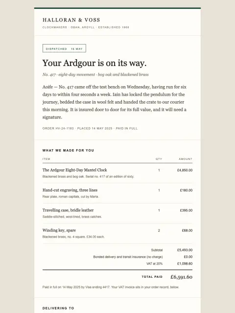 Claude Opus 5 — HTML Email, winning submission