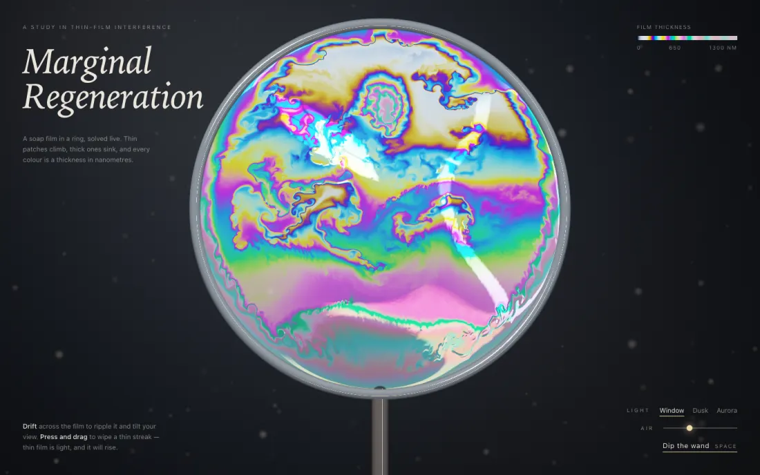 Claude Sonnet 5.5 at effort xhigh on the WebGL shader brief as loaded in the gate browser — an iridescent thin-film sphere titled Marginal Regeneration, judge 92.5