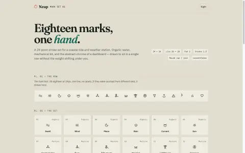 Grok 4.6's hand-drawn SVG icon system — eighteen icons in a grid