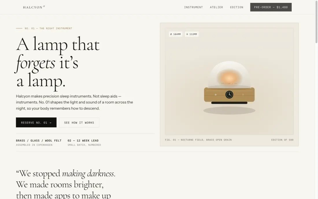 Muse Spark 1.2's brand landing page as loaded in the gate browser — the deliverable the judge panel scored 75 and the blind human review scored 55