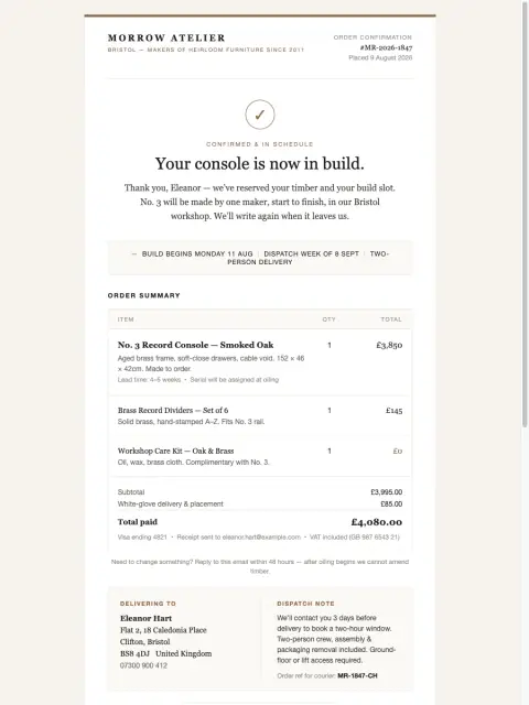 Muse Spark 1.2's HTML email — table-based layout, no images
